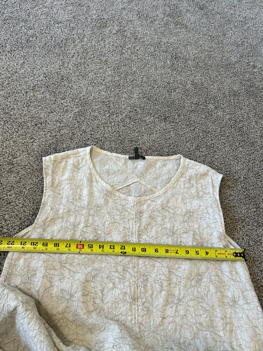 Oska Stitch Embroidered 100% Linen Sleeveless Midi Dress Size 1 (6-8) Neutral - Picture 9 of 14